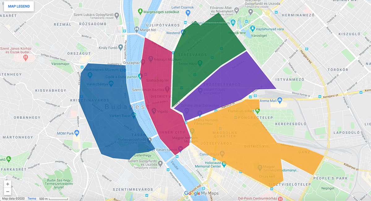 Harta zonei Budapestei, Ungaria